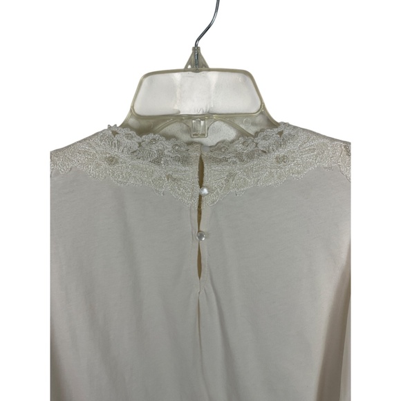 Tiny Anthropologie Long-Sleeve Mock-Neck Lace Embellished Top - Picture 7 of 12